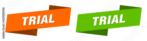 trial banner. trial ribbon label sign set