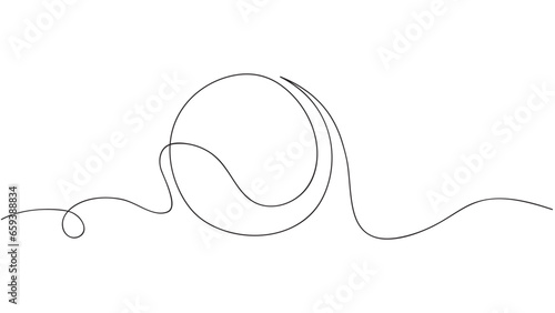 One continuous line drawing tennis ball. sport concept. vector illustration