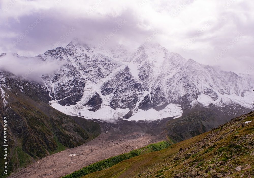 Seven Glacier on Mount Donguz-Orun in Kabardino-Balkaria, Russia.