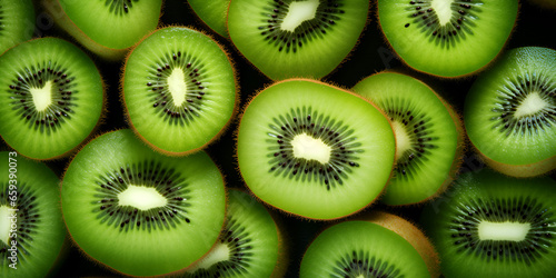 Natural fruit wallpaper background with fresh green kiwis 