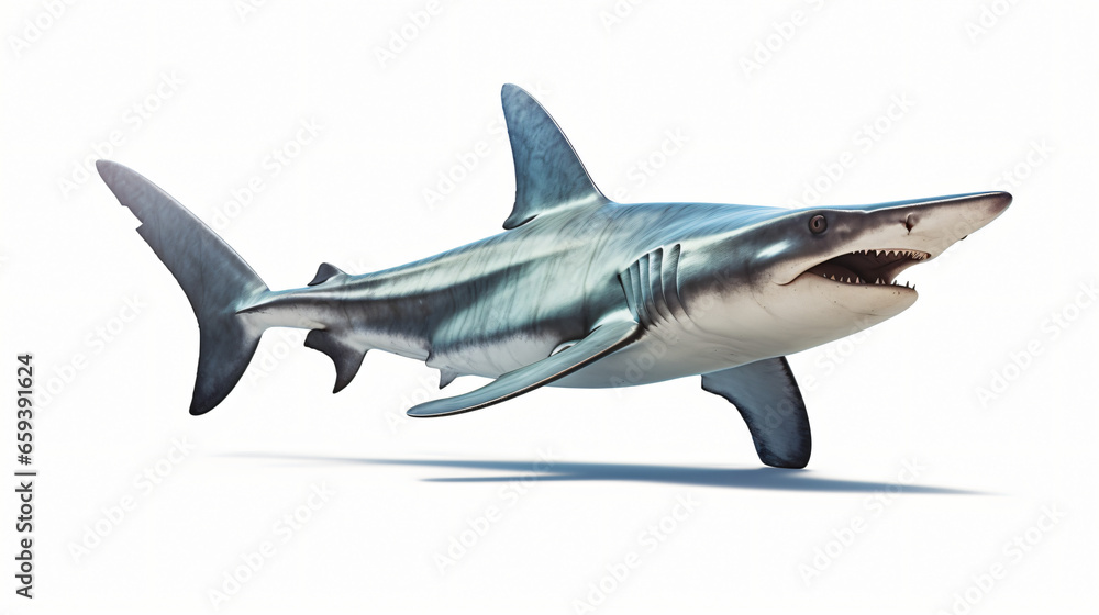 Hammerhead shark isolated on white background - obrazy, fototapety, plakaty 