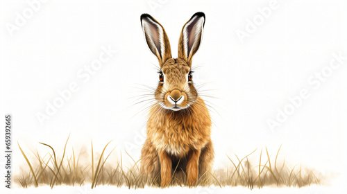 Hare isolated on white background © khan