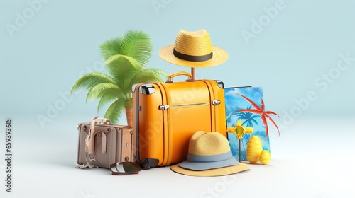 Summer vacation and travel. realistic vector elements.