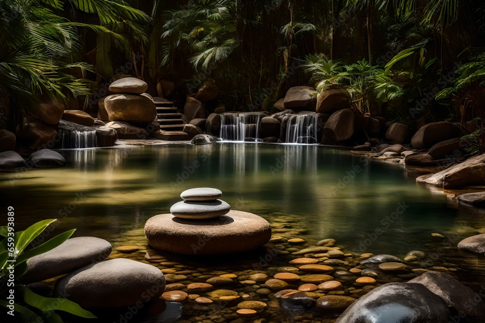 zen garden with water