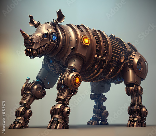 Rhinoceros cyborg. Full bod...