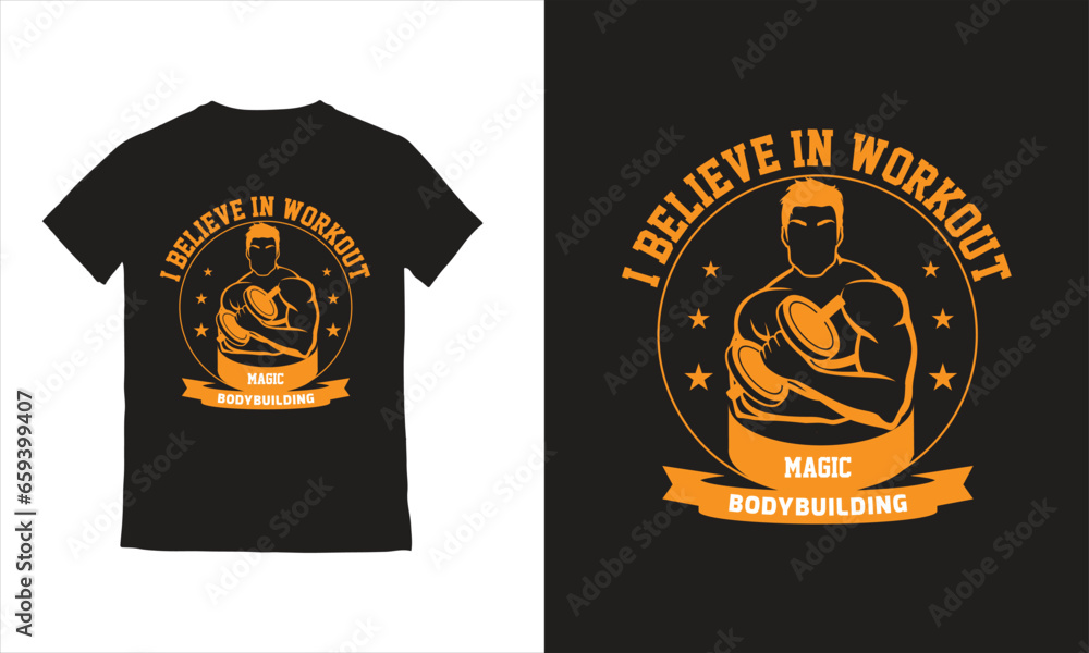 Fototapeta premium Vector fitness t-shirt design gym t-shirt with big muscles