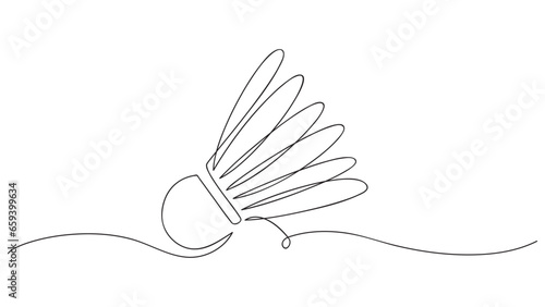 One continuous line of drawing shuttlecock. vector illustration