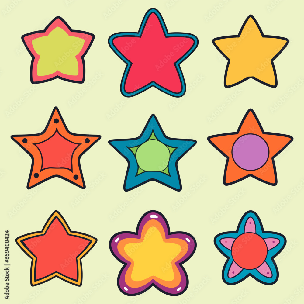 Obraz premium Collection of cartoon star in the style of Cute