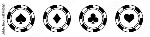 Poker chips icon symbol set