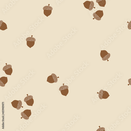 Seamless pattern with acorns. Surface design for gift paper, wallpaper, web page background, greeting cards, textile.