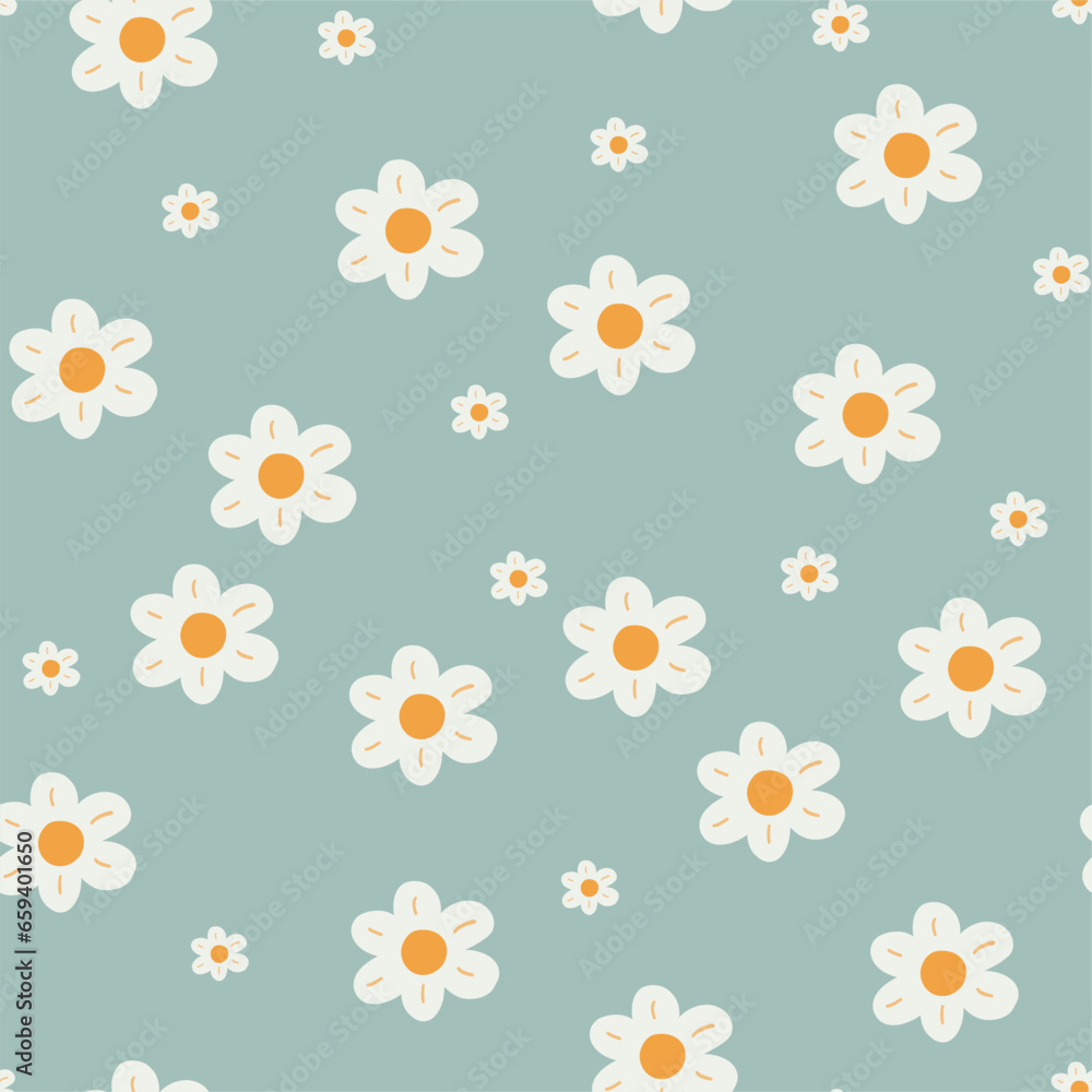 Groovy flowers seamless hand drawn pattern Groovy flowers seamless hand drawn pattern