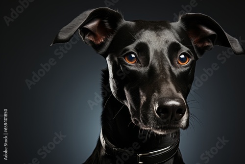  Elegant Greyhound dog sitting with a sleek silhouette, Generative AI