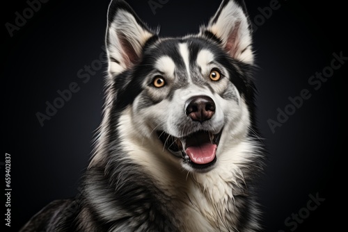 Majestic Siberian Husky sitting in a dignified pose  Generative AI