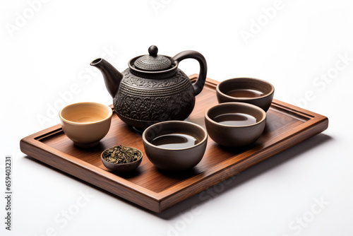 Ceremonial tea set symbolizing respect and harmony isolated on a white background 