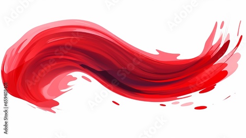 Ribbon made with a red paint brush stroke. Brush stroke in acrylic. Illustration in vector format. Element of design.