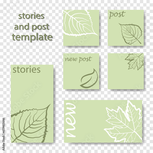 Design backgrounds for social media banner. Set of instagram post frame templates. Vector cover. Mockup for personal blog or shop. Layout for promotion. Endless square puzzle.