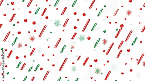  a white background with candy canes and snowflakes. generative ai