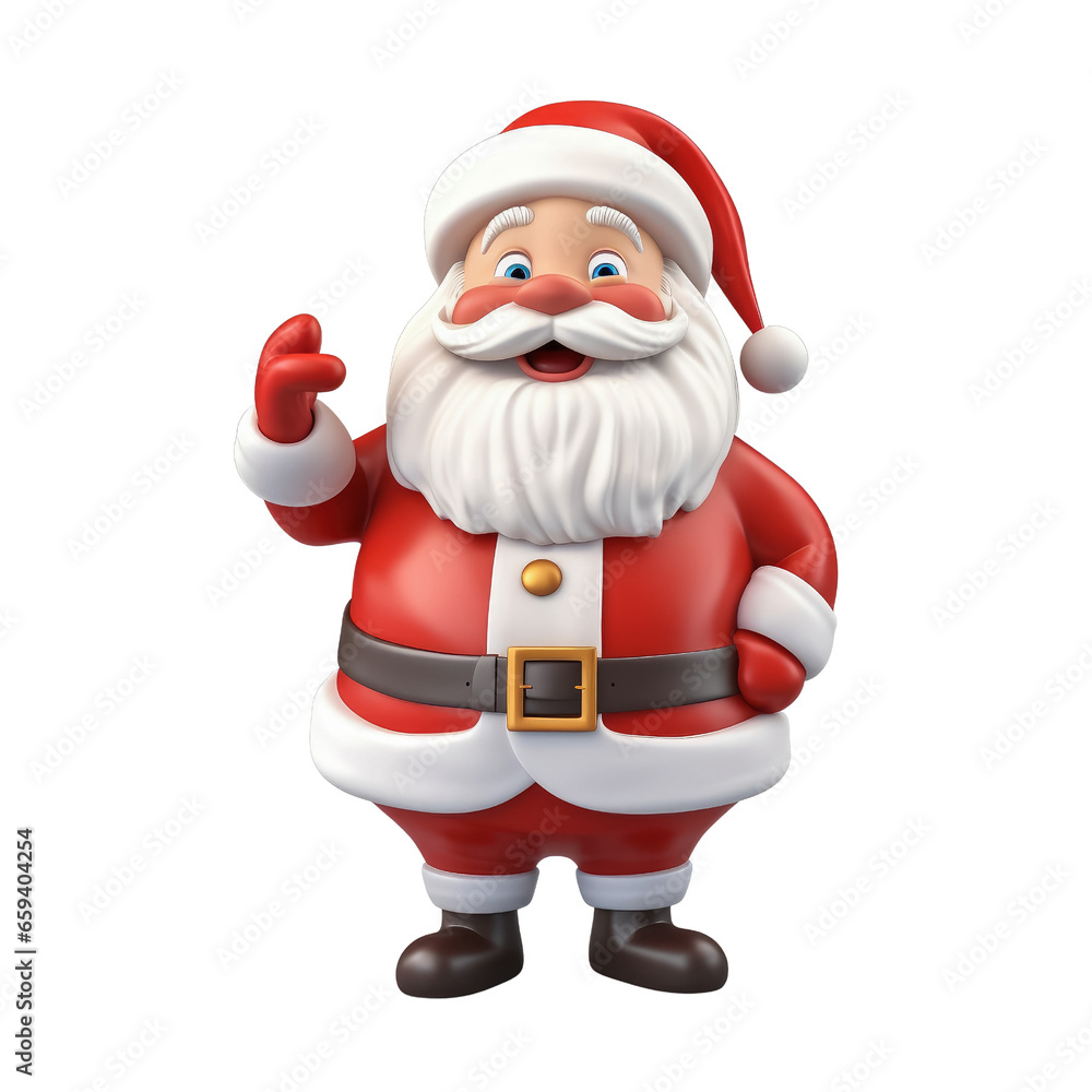 Cute Santa claus in 3D cartoon style isolated on transparent background Cute Santa claus in 3D cartoon style isolated on transparent background