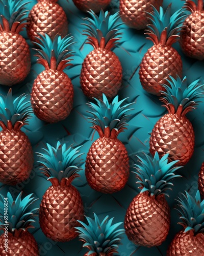Pineapples background. 3d rendering, 3d illustration.