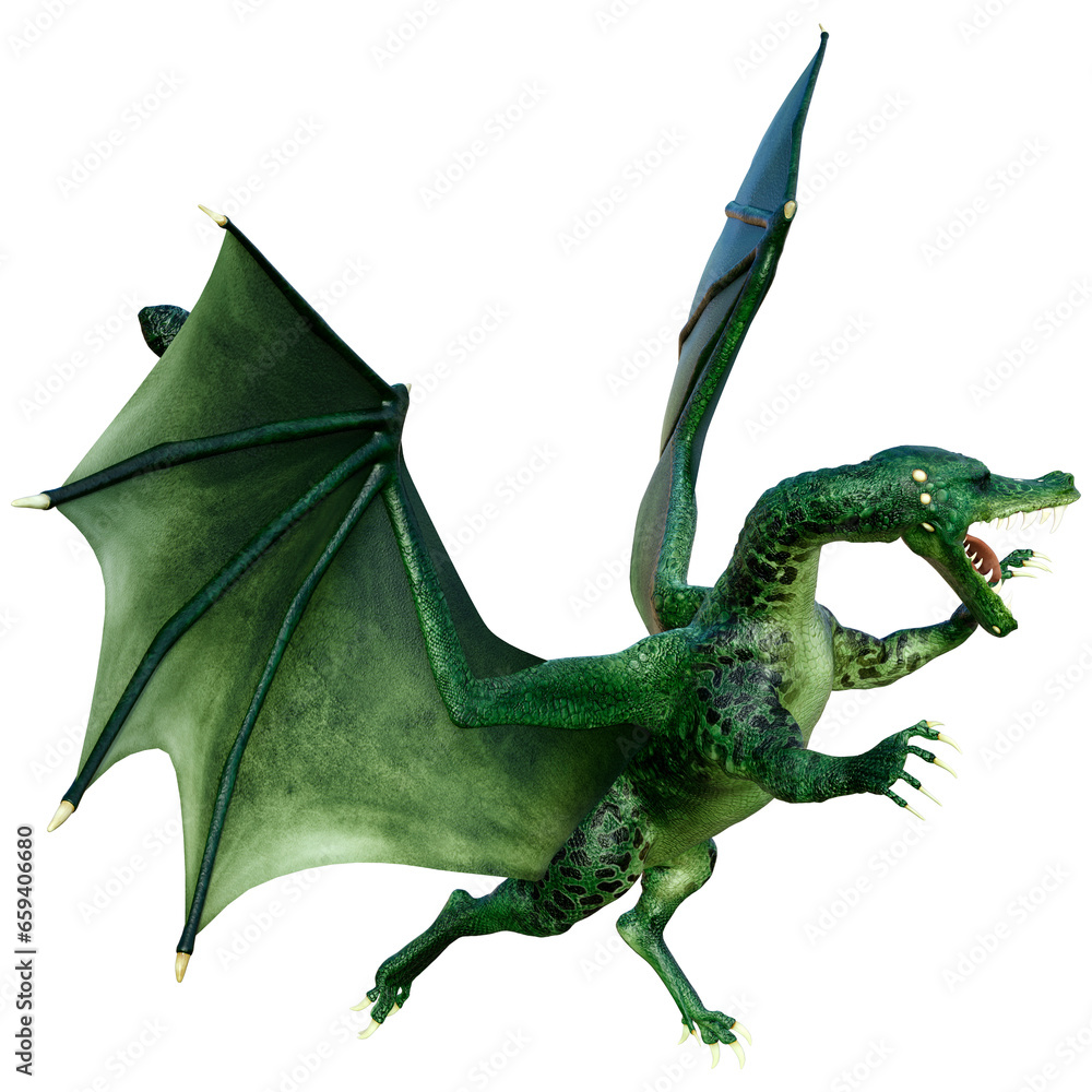 Fototapeta premium 3D Rendering Fairy Tale Dragon on White