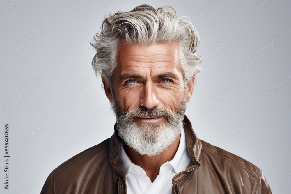 Portrait of a handsome bearded mature man. Generative AI Portrait of a handsome bearded mature man. Generative AI