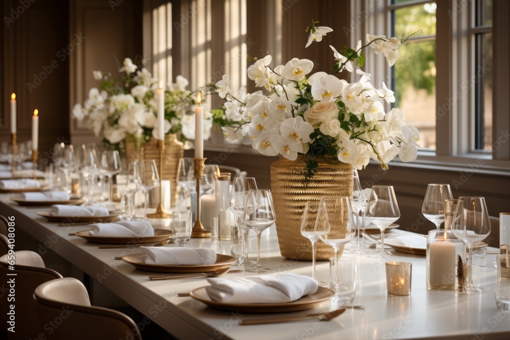 Luxury furnished dining room interior Luxurious Dining Room Interior With Dining Table, Decorative Objects background Luxury furnished dining room interior Luxurious Dining Room Interior With Dining Table, Decorative Objects background