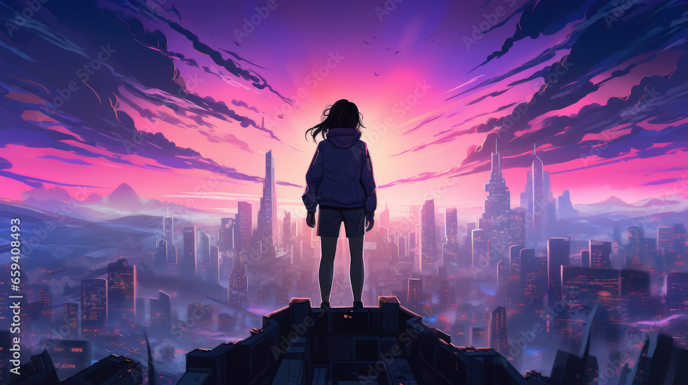 custom made wallpaper toronto digitalCyberpunk Girl, Anime, Character Design, Concept Art, Beautiful Girl,