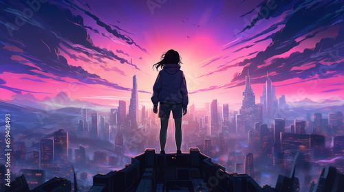 Wallpaper Mural Cyberpunk Girl, Anime, Character Design, Concept Art, Beautiful Girl, Torontodigital.ca