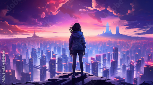 Cyberpunk Girl, Anime, Character Design, Concept Art, Beautiful Girl,