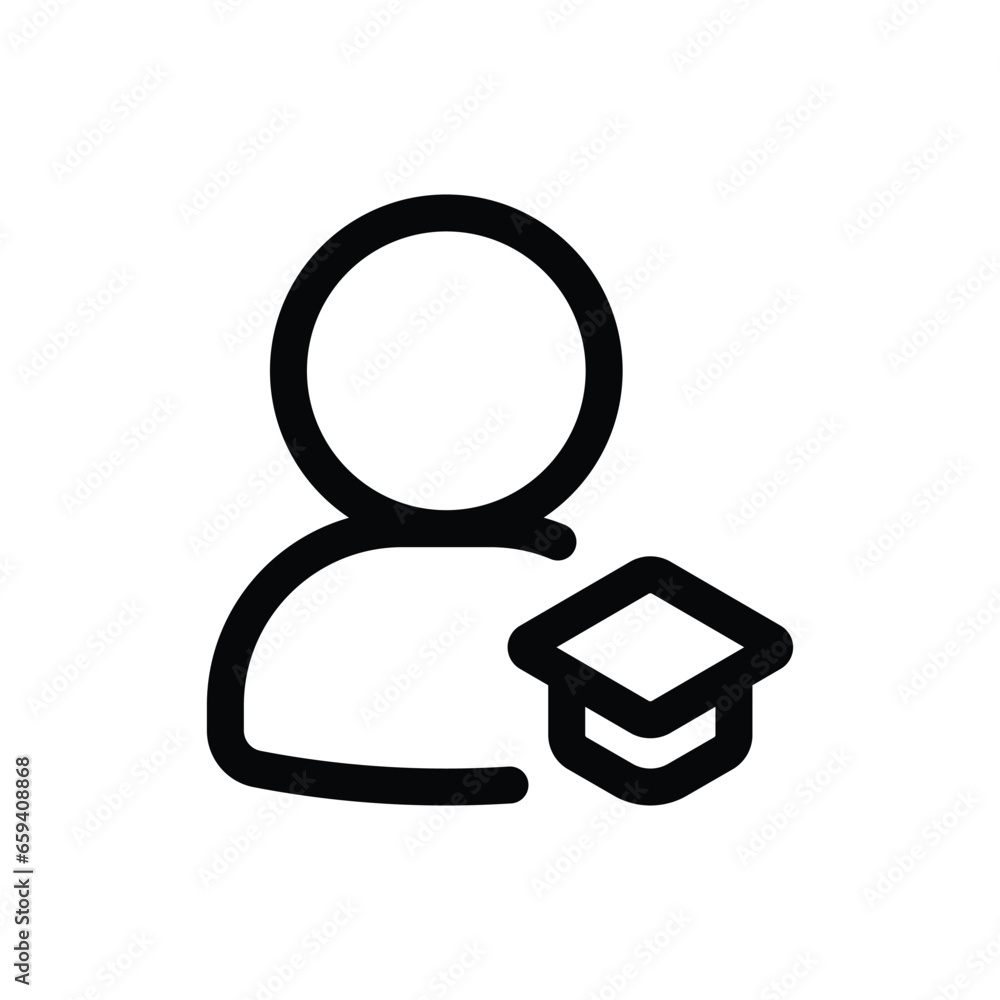 Graduation User icon in trendy outline style isolated on white background. Graduation User silhouette symbol for your website design, logo, app, UI. Vector illustration, EPS10.