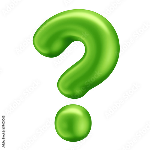 3D Question Mark Symbol with Transparent Background