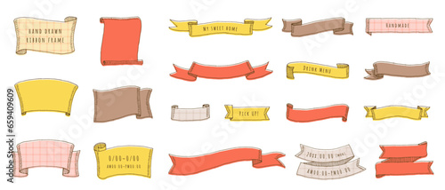 hand drawn ribbon vector design frame(autumn)