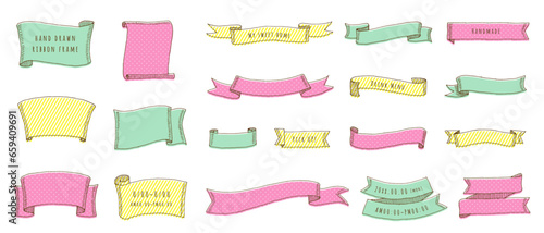 hand drawn ribbon vector design frame(spring)