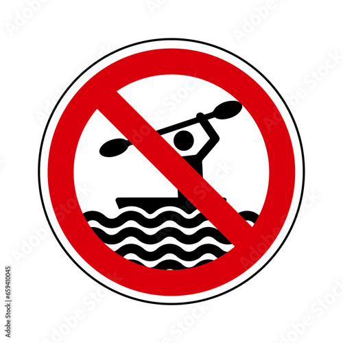canoe kayak Interdit Panneau signalisation rond rouge