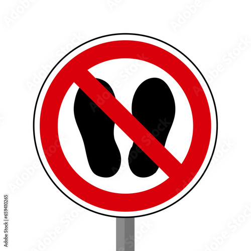 marcher Interdit Panneau signalisation rond rouge metal