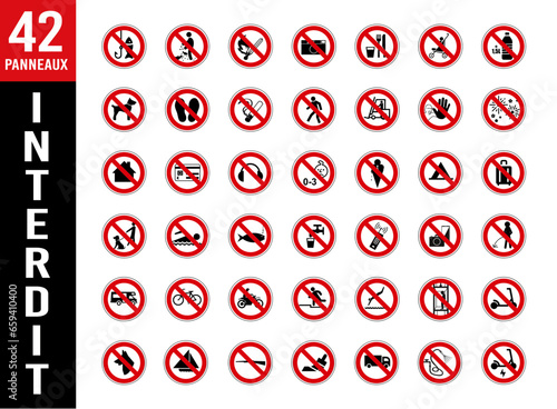 Panneaux  interdiction fond rouge