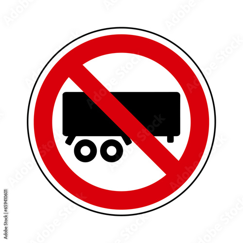 remorque poid lourd Interdit Panneau signalisation rond rouge