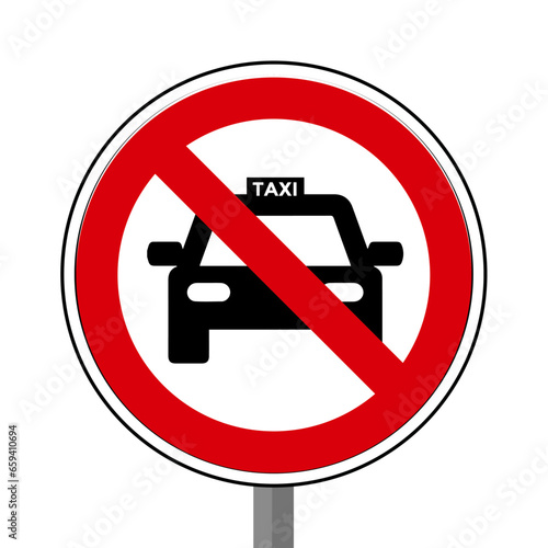 taxi Interdit Panneau signalisation rond rouge metal