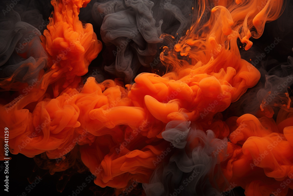 Obraz premium black and orange mystic smoke background design