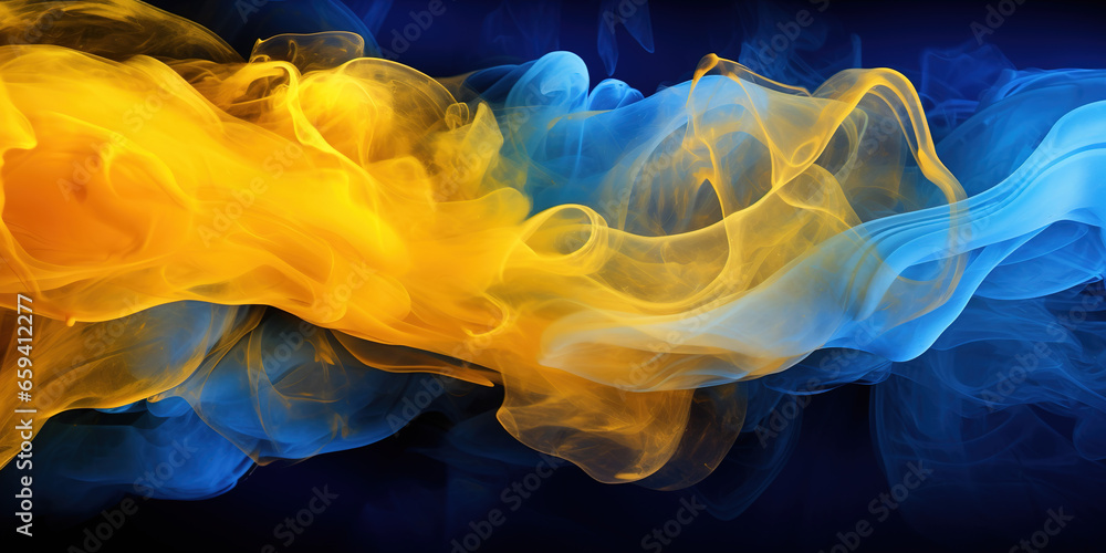 blue and yellow mystic smoke fog background design