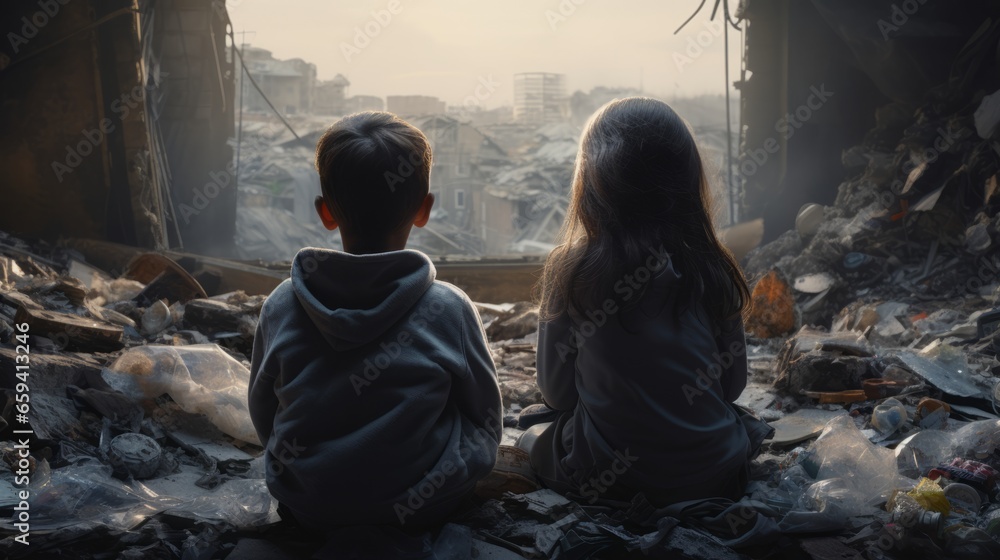 Looking at a room full of garbage after the war destroyed his city, the ...