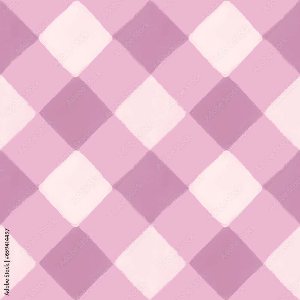 Diagonal gingham checks, textured, seamless with shades of pink. Great for easter, picnics, clothing, napkins, checkered ties, scarves, bedding, wallpaper, stationery, table cloth, nursery room decor Diagonal gingham checks, textured, seamless with shades of pink. Great for easter, picnics, clothing, napkins, checkered ties, scarves, bedding, wallpaper, stationery, table cloth, nursery room decor