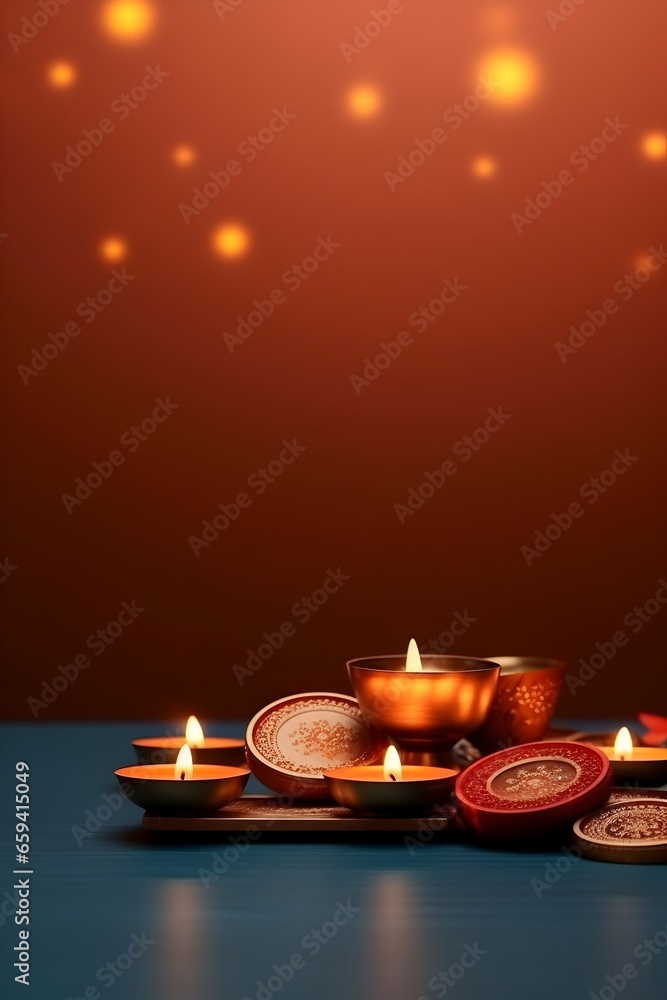 A festive Diwali greeting card adorned with traditional diyas, perfect for wishes
