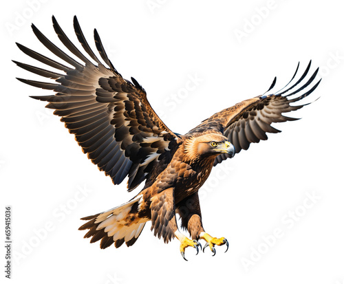 hunting golden eagle, aquila chrysaetos, isolated on transparent background © magann