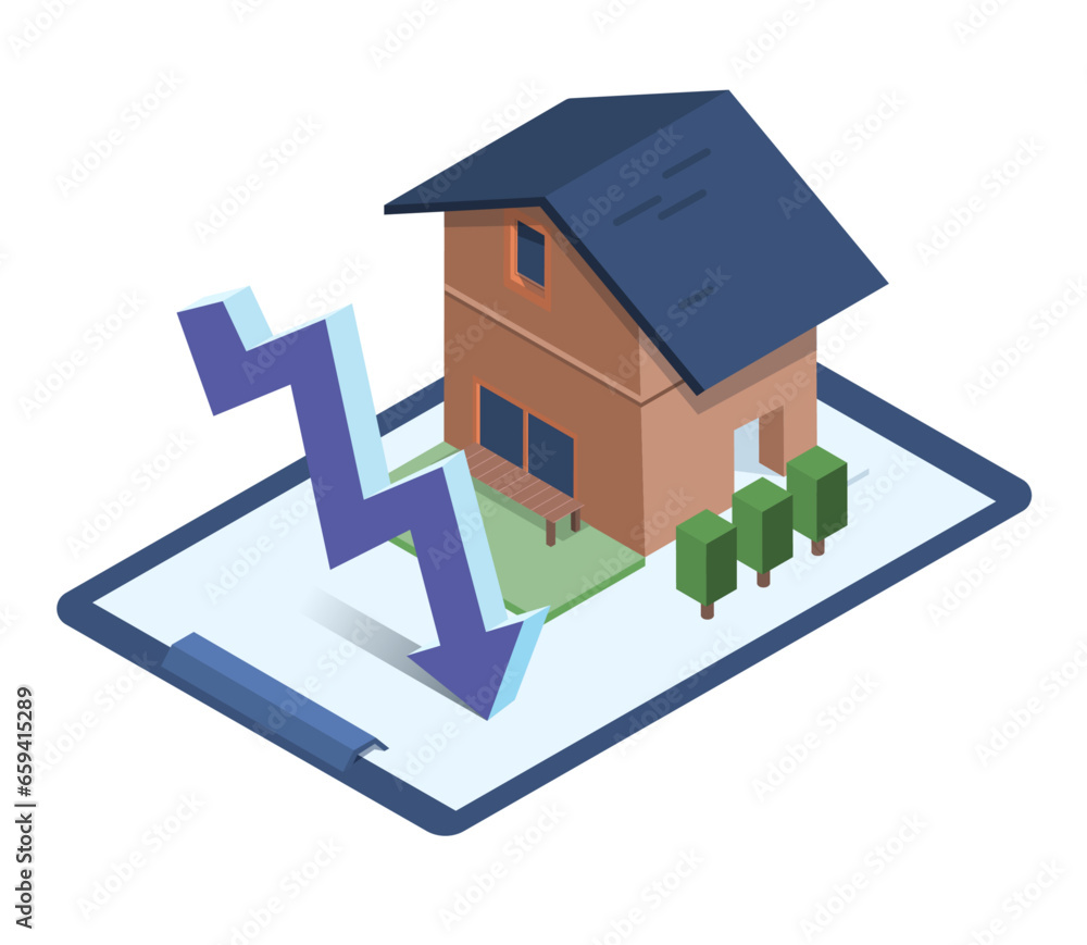 Fototapeta premium vector isometric illustration of house price
