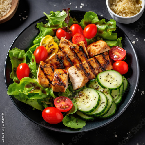 Grilled chicken salad with vegetables