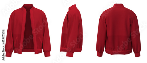 Red Jacket isolated. Sweater jacket with zipper photo