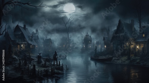 Wallpaper Mural creepy and spooky fantasy village, concept illustration, abstract art Torontodigital.ca