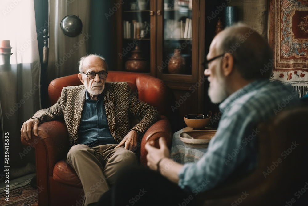 Middle-aged professional psychotherapist in the working process Middle-aged professional psychotherapist in the working process