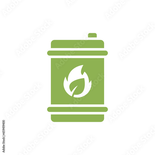 Simple icon of Biofuel barrel. Renewable energy and green environment. Biogas concept